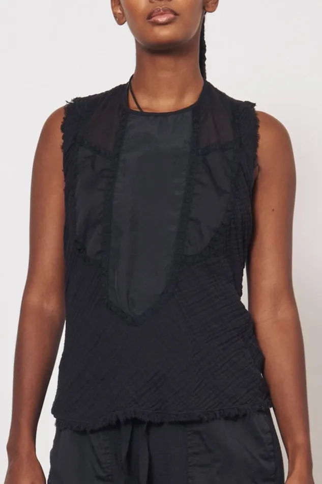 Raquel Allegra Tops Women Gauze and Cotton Sateen Faded Black Kampala Top