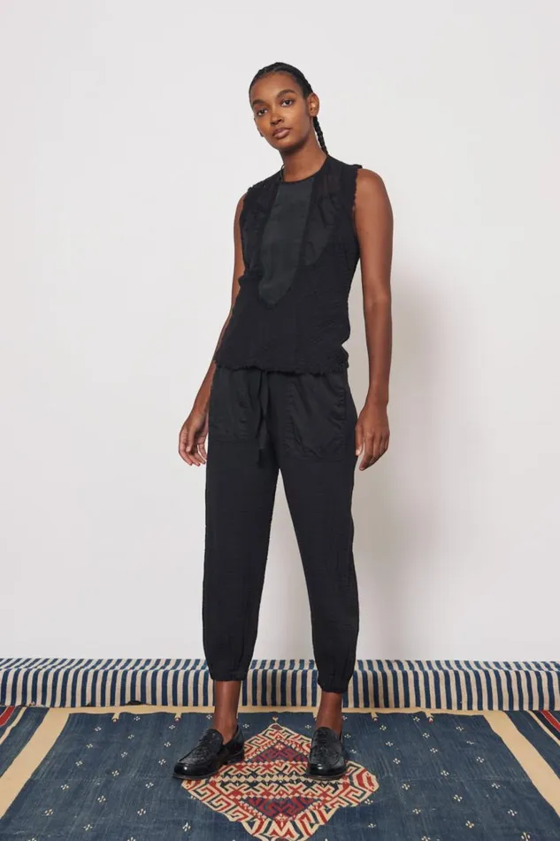 Raquel Allegra Tops Women Gauze and Cotton Sateen Faded Black Kampala Top