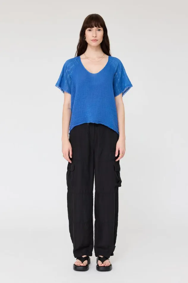 Raquel Allegra Tops Women Gauze Dusty Blue Doheny Top