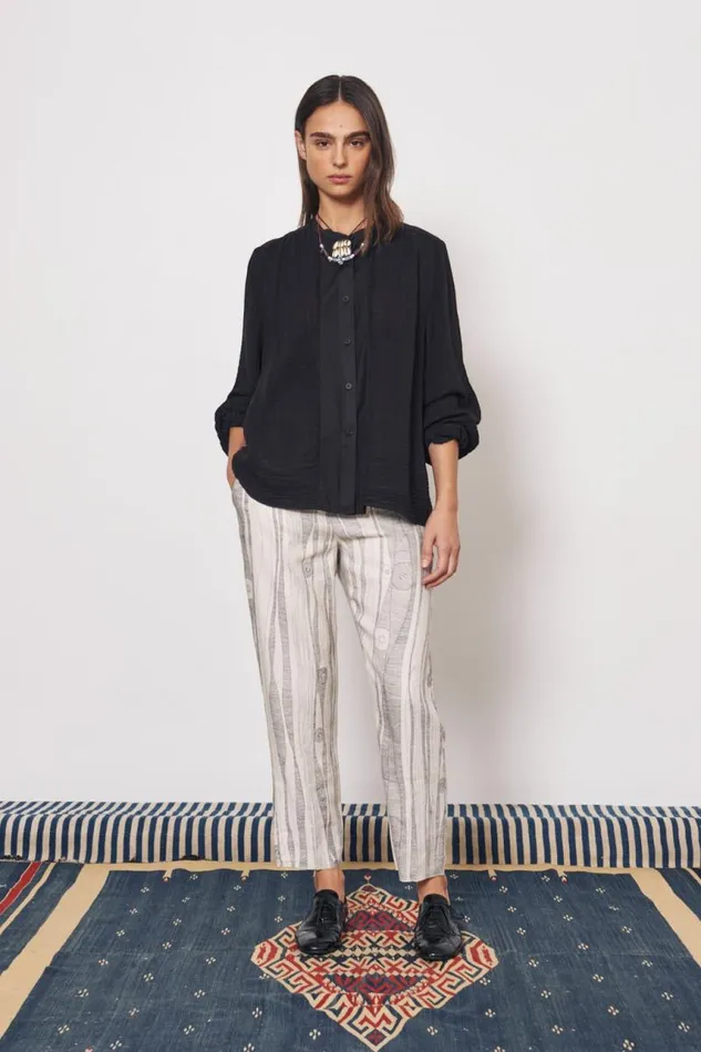 Raquel Allegra Tops Women Gauze Faded Black Victoria Blouse
