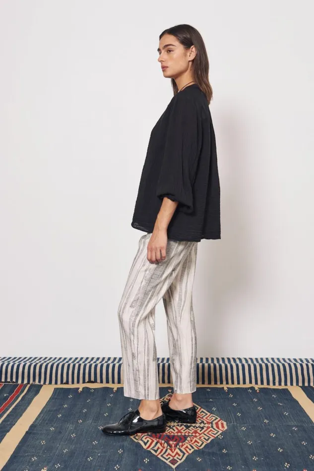 Raquel Allegra Tops Women Gauze Faded Black Victoria Blouse