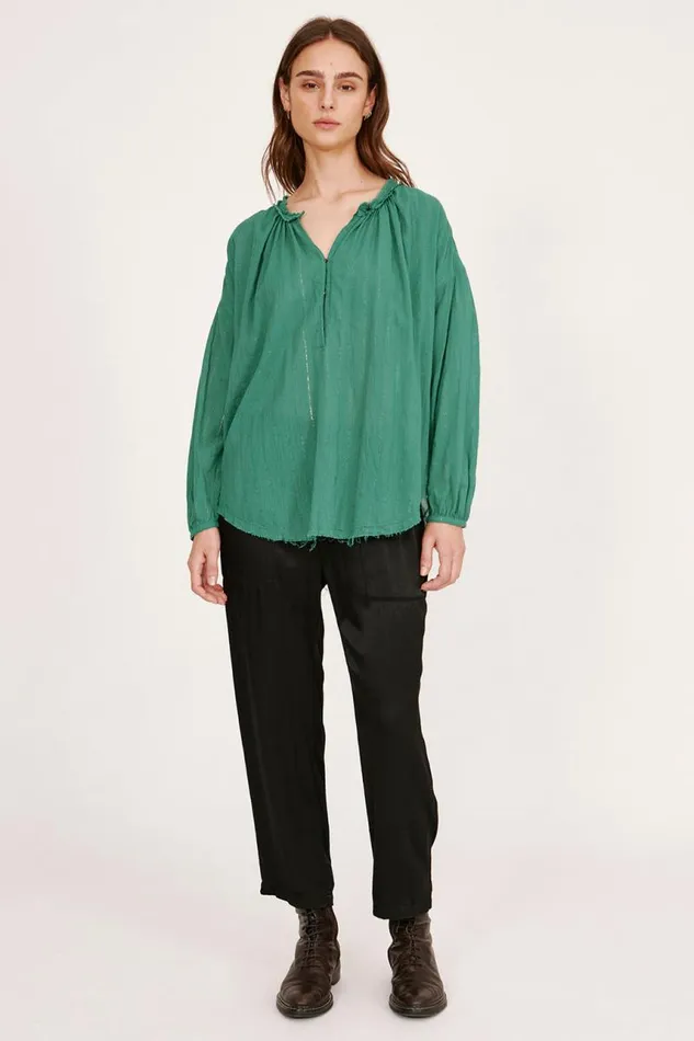 Raquel Allegra Tops Women Gauze Jade Poet Blouse