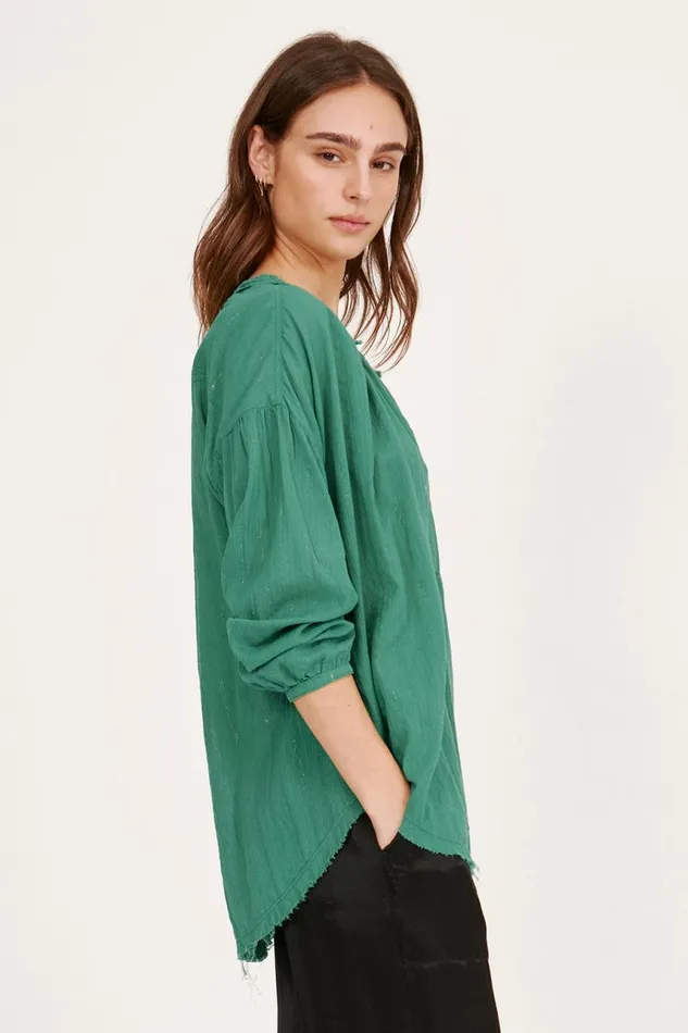 Raquel Allegra Tops Women Gauze Jade Poet Blouse