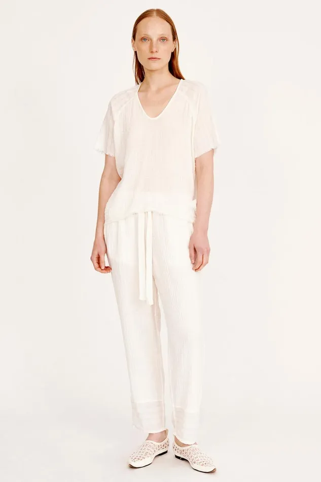 Raquel Allegra Tops Women Gauze Washed White Doheny Top
