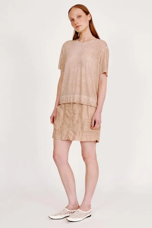 Raquel Allegra Tops Women Khaki Boxy Tee