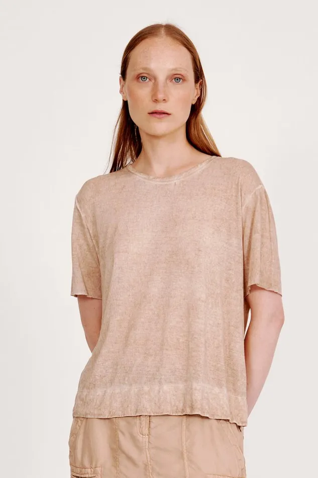 Raquel Allegra Tops Women Khaki Boxy Tee