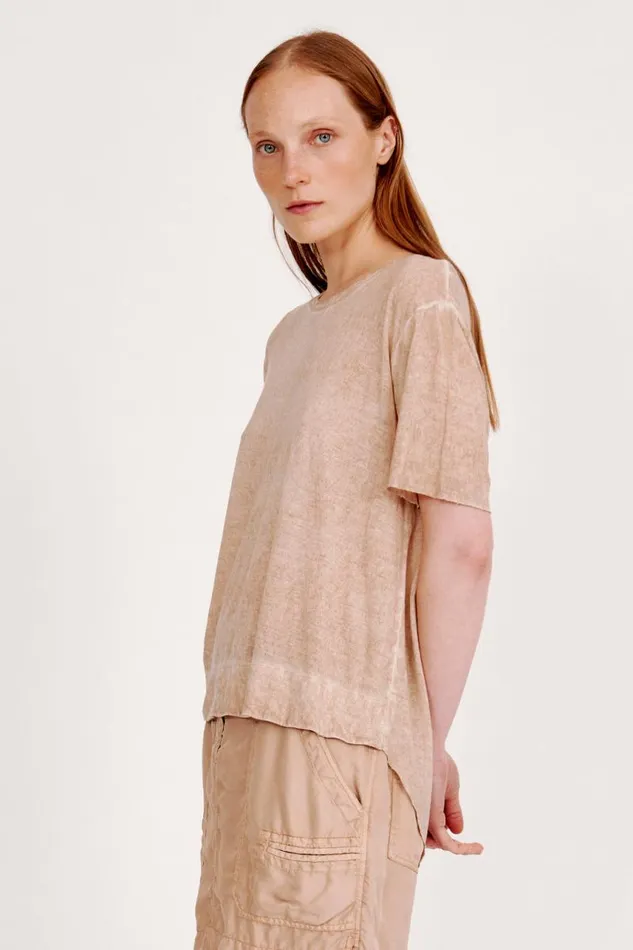 Raquel Allegra Tops Women Khaki Boxy Tee