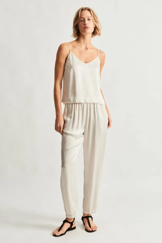 Raquel Allegra Tops Women Pebble Satin Dirty White Willow Cami