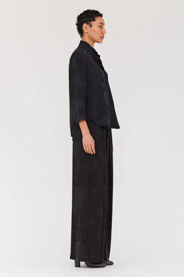 Raquel Allegra Tops Women Silk Jacquard Black Lauren Blouse