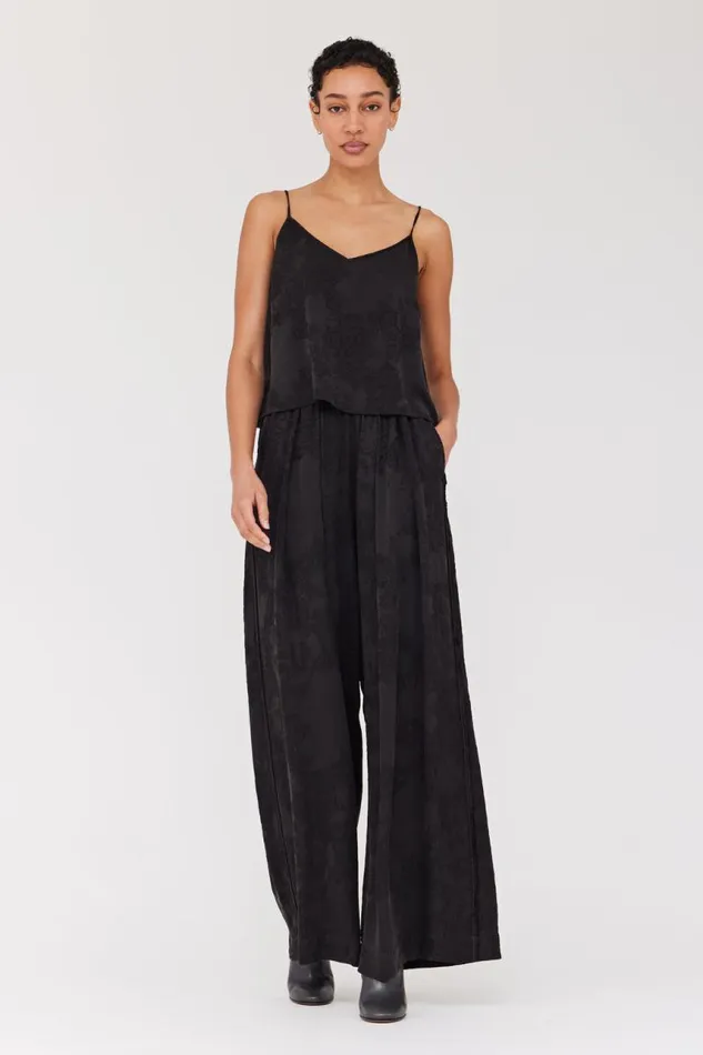 Raquel Allegra Tops Women Silk Jacquard Black Willow Cami