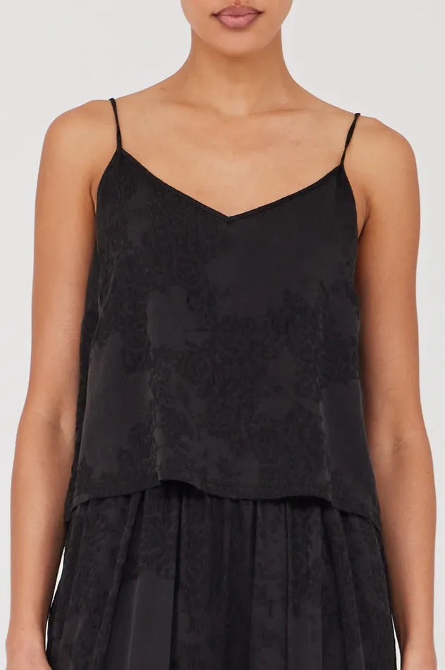 Raquel Allegra Tops Women Silk Jacquard Black Willow Cami