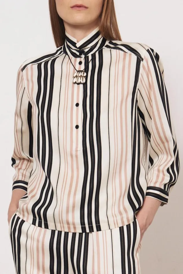 Raquel Allegra Tops Women Sueded Tencel Savanna Ecru Ghana Blouse