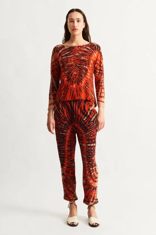 Raquel Allegra Tops Women Tomato And Navy Toureg Top