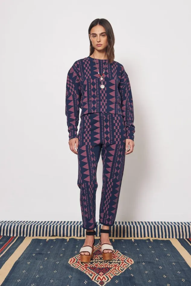 Raquel Allegra Tops Women Tribal Geo Midnight and Jasper Joberg Sweatshirt