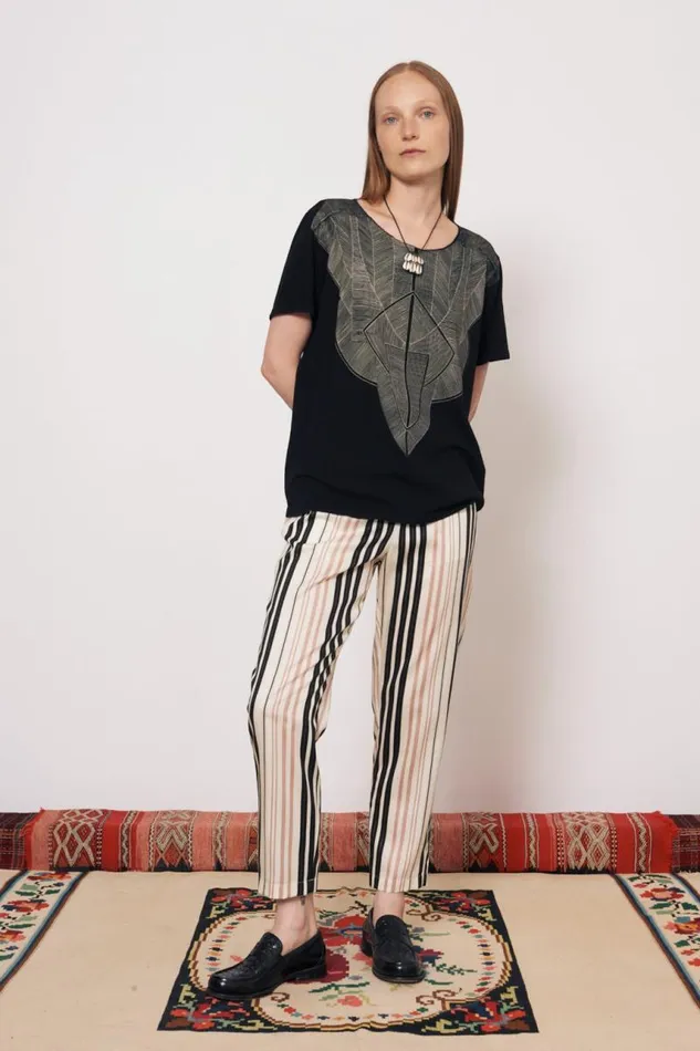 Raquel Allegra Tops Women Vintage Fleece Black Kibo Tee