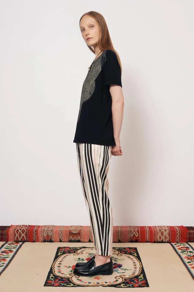 Raquel Allegra Tops Women Vintage Fleece Black Kibo Tee