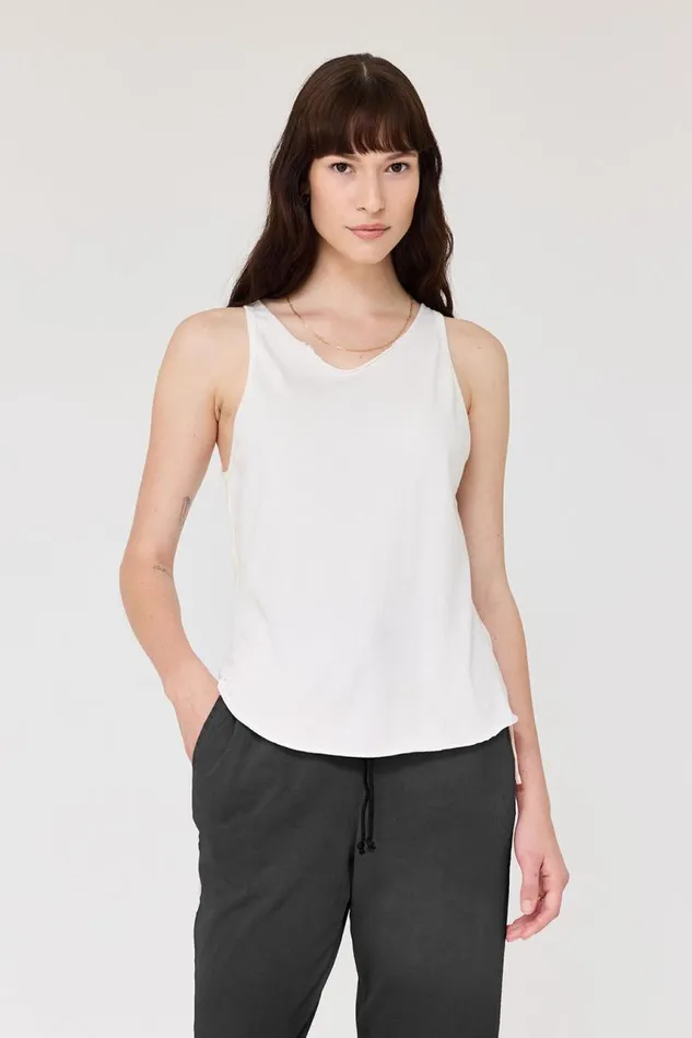 Raquel Allegra Tops Women Washed White Beverly Tank