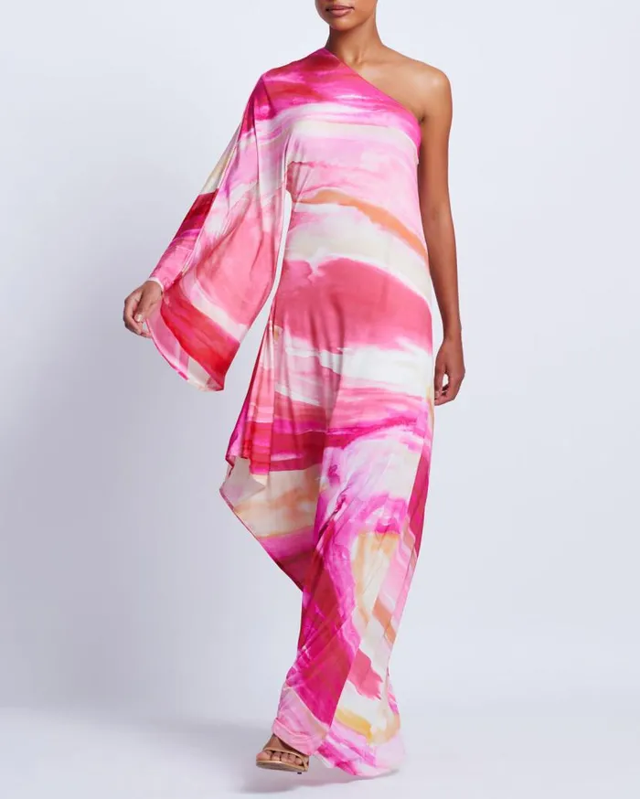 Ready To Wear Aura Stretch One Shoulder Maxi Dress PatBO Dresses and Jumpsuits