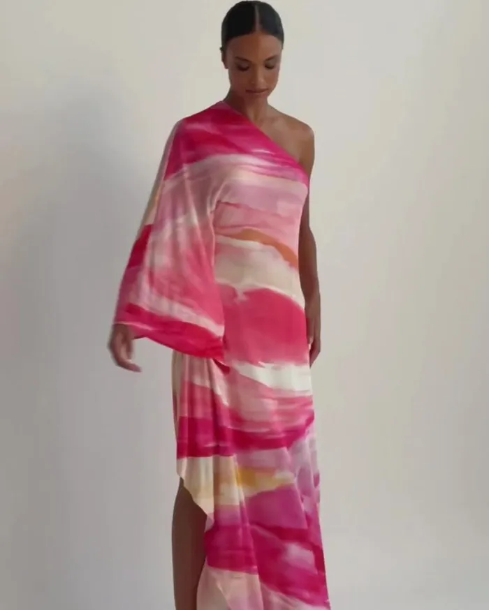 Ready To Wear Aura Stretch One Shoulder Maxi Dress PatBO Dresses and Jumpsuits
