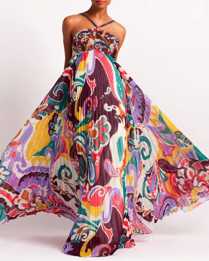 Ready To Wear Beaded Daydreamer Pleated Gown FINAL SALE PatBO Dresses and Jumpsuits