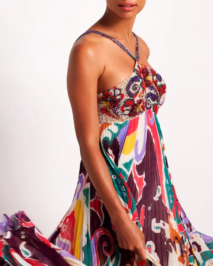 Ready To Wear Beaded Daydreamer Pleated Gown FINAL SALE PatBO Dresses and Jumpsuits