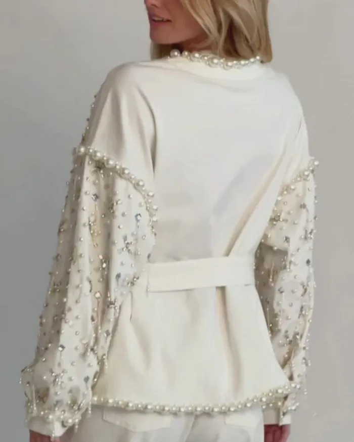Ready To Wear Beaded Wide Leg Jeans PatBO Bottoms
