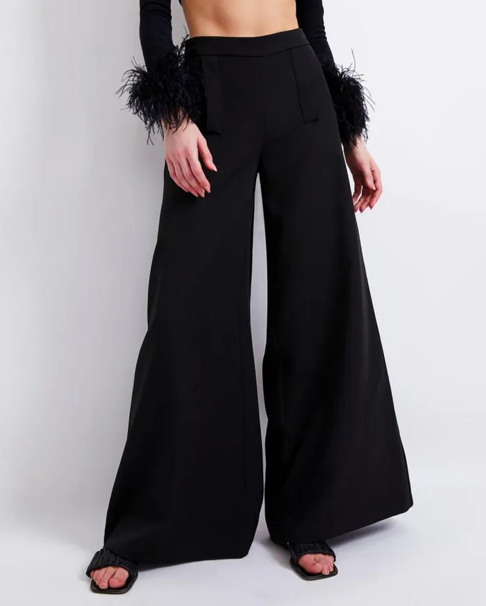 Ready To Wear CREPE WIDE LEG PANT FINAL SALE PatBO Bottoms