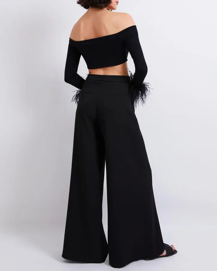 Ready To Wear CREPE WIDE LEG PANT FINAL SALE PatBO Bottoms