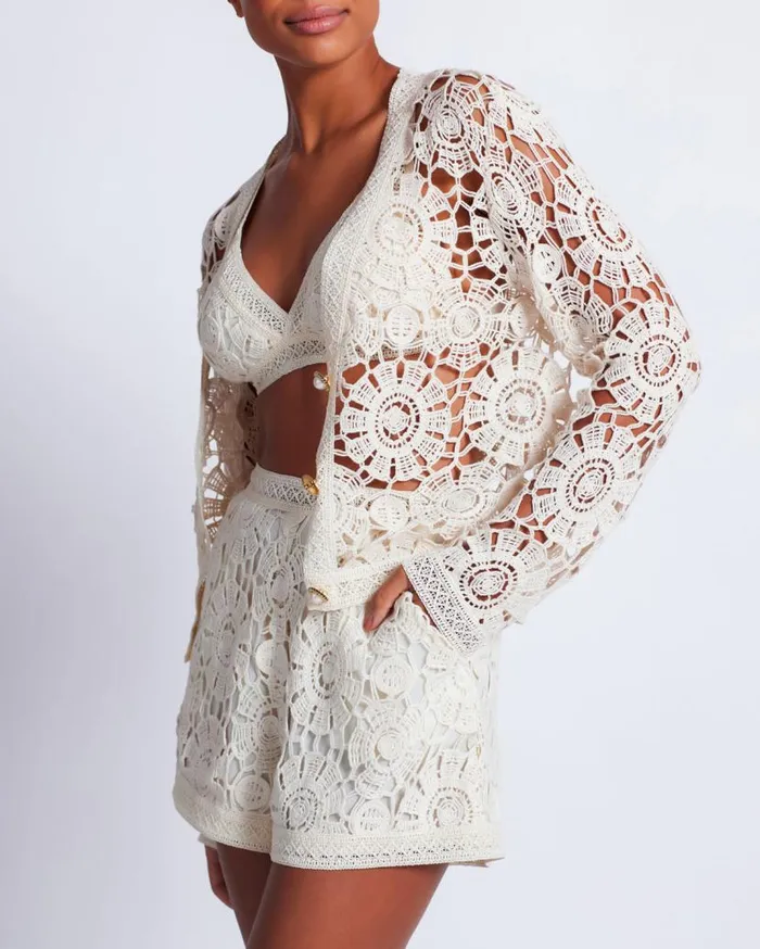 Ready To Wear Crochet Boyfriend Cardigan PatBO Jackets