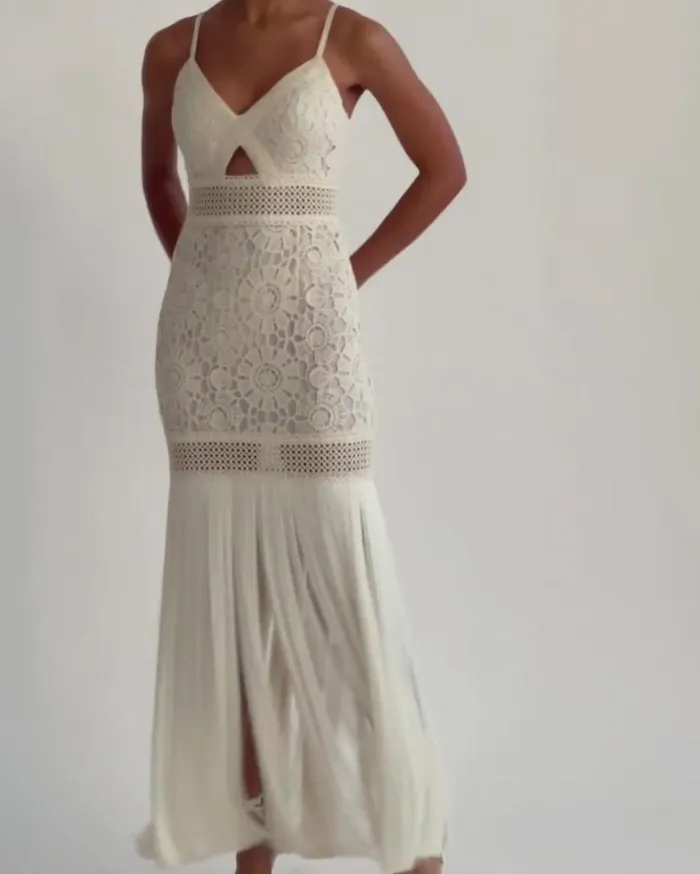 Ready To Wear Crochet Fringe Maxi Dress PatBO Dresses and Jumpsuits