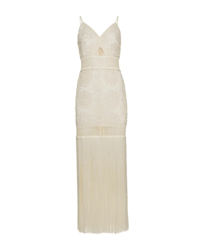 Ready To Wear Crochet Fringe Maxi Dress PatBO Dresses and Jumpsuits