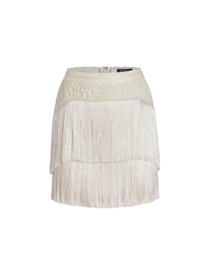 Ready To Wear Crochet Fringe Mini Skirt PatBO Bottoms