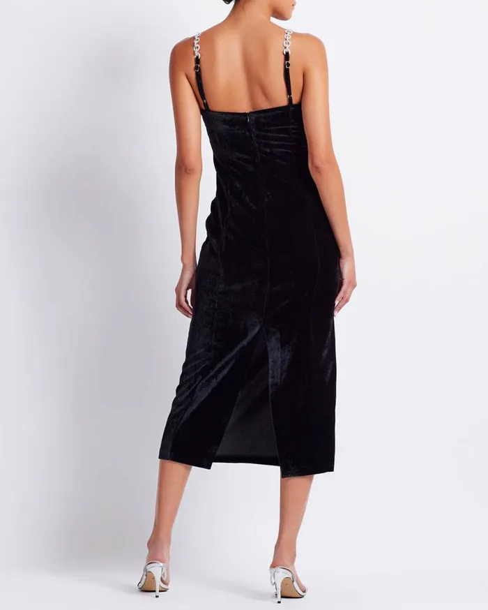 Ready To Wear Crystal Chain Velvet Midi Dress FINAL SALE PatBO Dresses and Jumpsuits