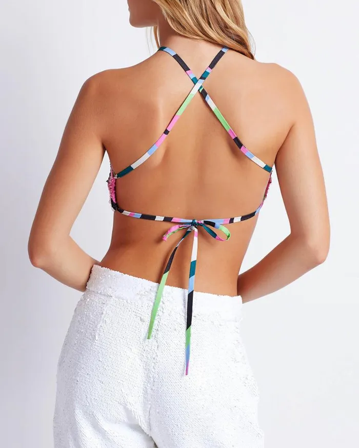 Ready To Wear DELOS BEADED HALTERNECK TOP FINAL SALE PatBO Tops and Bodysuits
