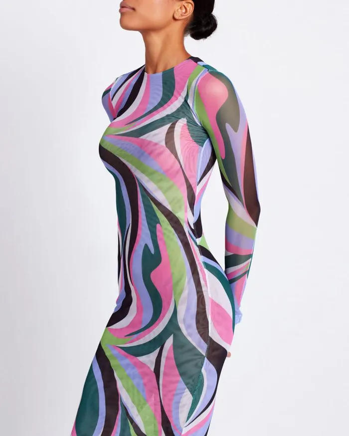Ready To Wear DELOS PRINTED TULLE MAXI DRESS FINAL SALE PatBO Dresses and Jumpsuits