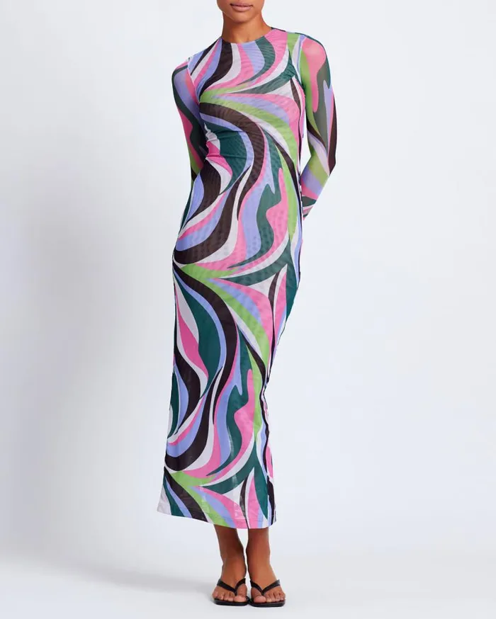 Ready To Wear DELOS PRINTED TULLE MAXI DRESS FINAL SALE PatBO Dresses and Jumpsuits