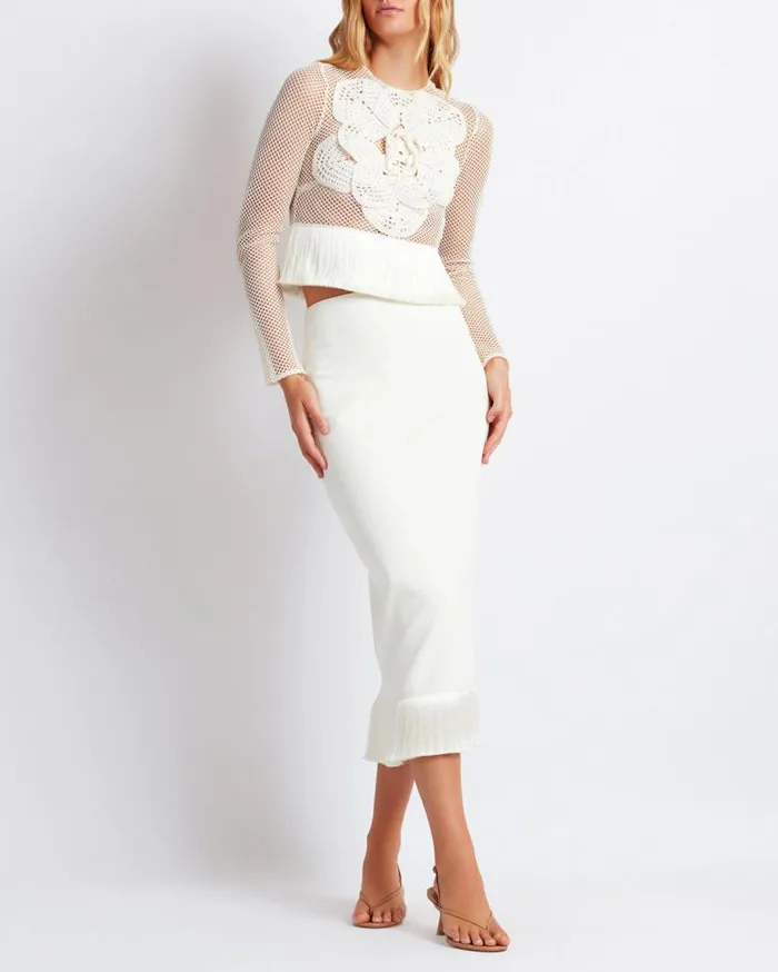Ready To Wear Embroidered Crochet Top PatBO Tops and Bodysuits
