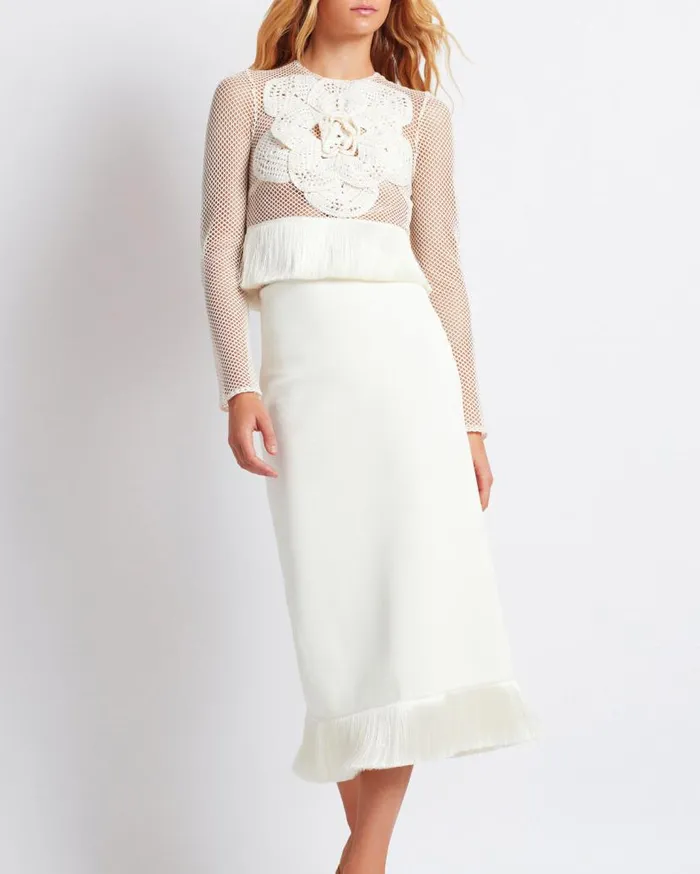 Ready To Wear Embroidered Crochet Top PatBO Tops and Bodysuits