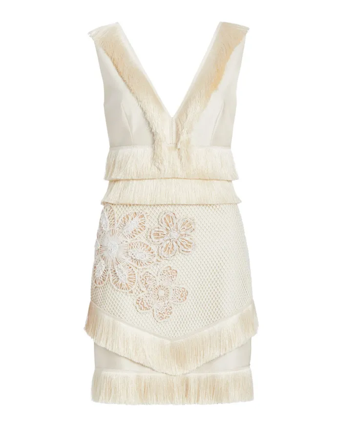 Ready To Wear Embroidered Fringe Mini Dress FINAL SALE PatBO Dresses and Jumpsuits
