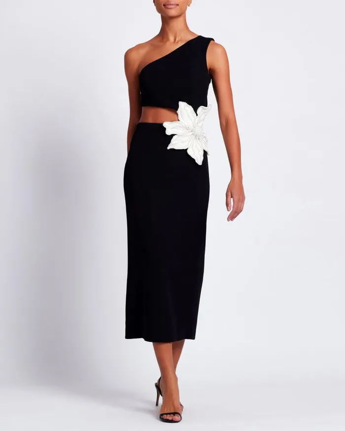 Ready To Wear Flower Applique Midi Dress EXCLUSIVE PatBO Dresses and Jumpsuits