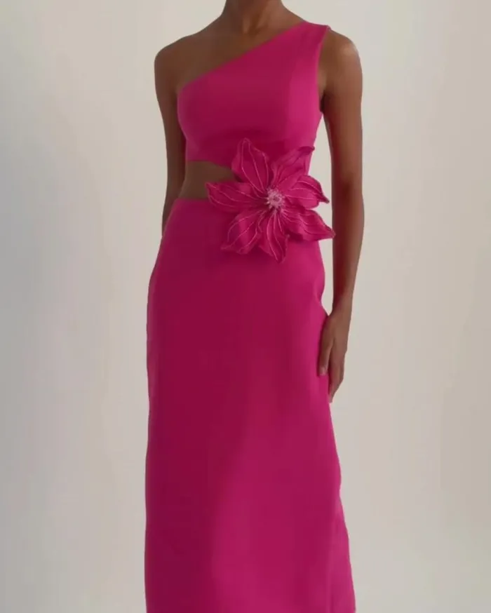 Ready To Wear Flower Applique Midi Dress PatBO Dresses and Jumpsuits