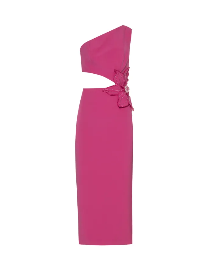 Ready To Wear Flower Applique Midi Dress PatBO Dresses and Jumpsuits