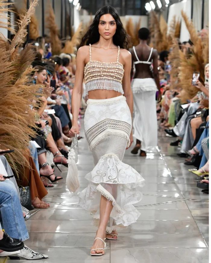 Ready To Wear Fluted Lace Maxi Skirt RUNWAY PatBO Bottoms