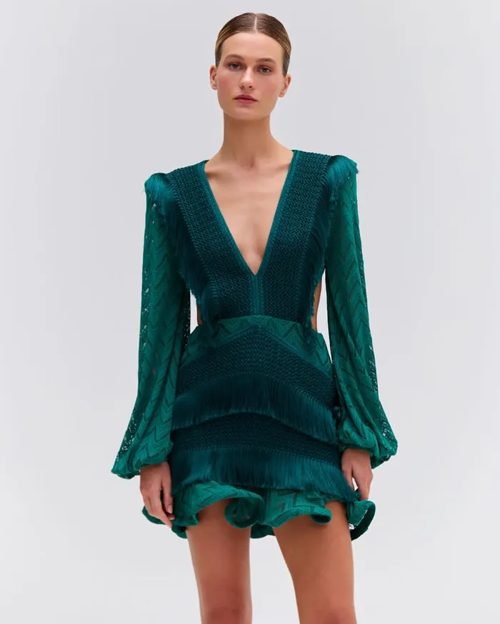 Ready To Wear FRINGE CUTOUT MINI DRESS PatBO Dresses and Jumpsuits