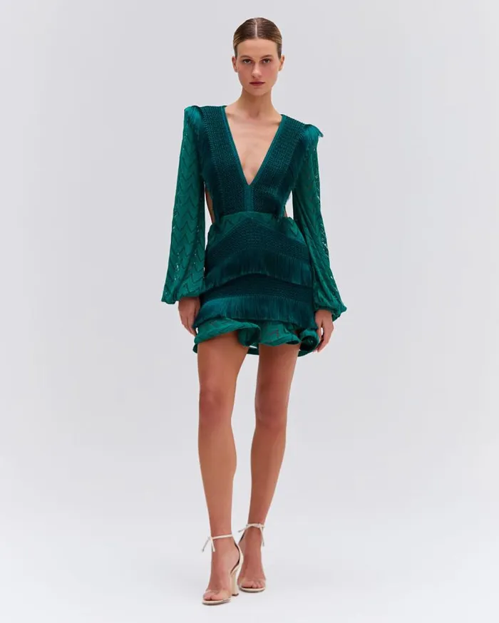 Ready To Wear FRINGE CUTOUT MINI DRESS PatBO Dresses and Jumpsuits