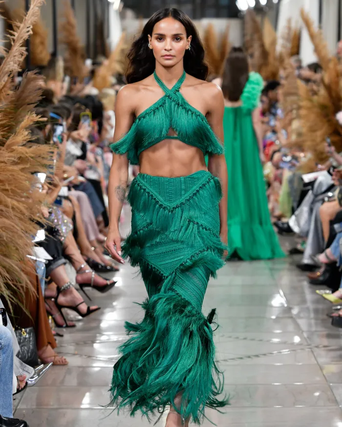 Ready To Wear Fringe Halterneck Top EXCLUSIVE PatBO Tops and Bodysuits