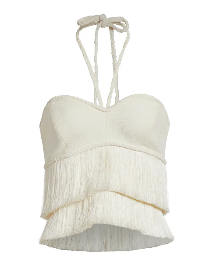 Ready To Wear Fringe Halterneck Top PatBO Tops and Bodysuits