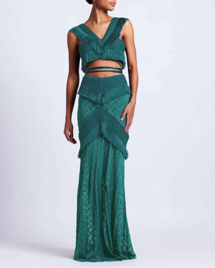 Ready To Wear Fringe Trim Maxi Skirt PatBO Bottoms