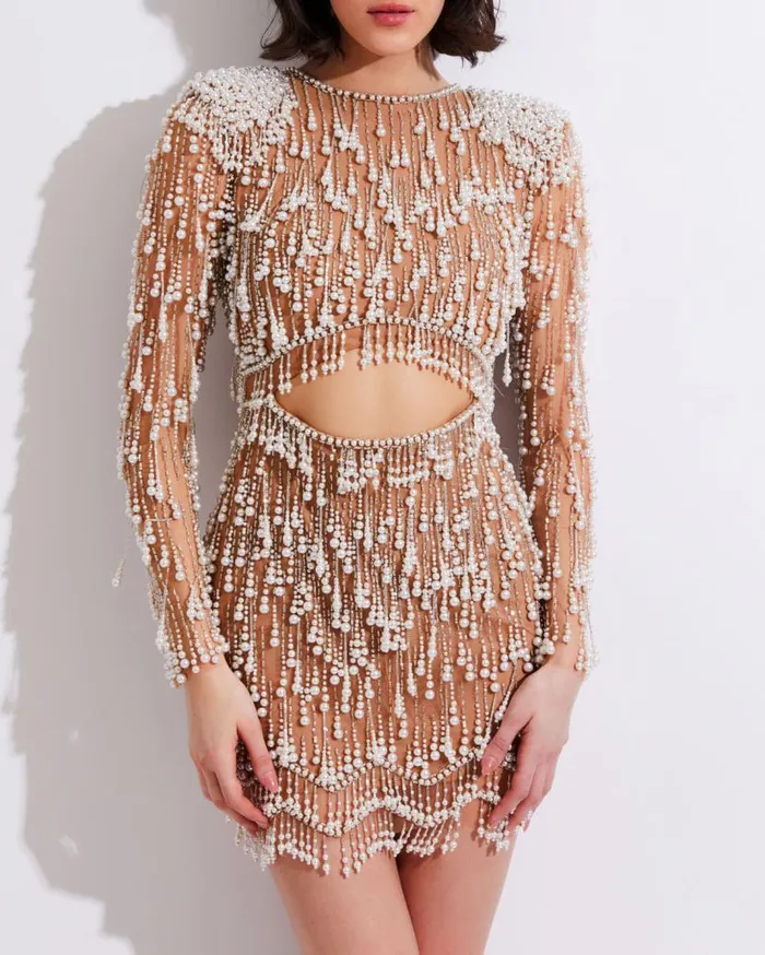 Ready To Wear Fully Beaded CutOut Cocktail Dress FINAL SALE PatBO Dresses and Jumpsuits Ready To Wear Fully Beaded CutOut Cocktail Dress FINAL SALE PatBO Dresses and Jumpsuits