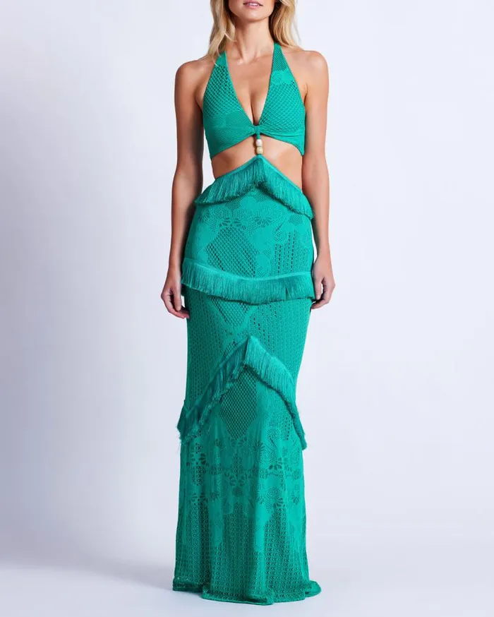 Ready To Wear Halterneck Maxi Dress PatBO Dresses and Jumpsuits